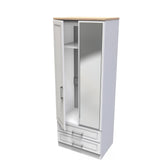 Kent 2 Drawer 2 Door Mirrored Double Wardrobe, 3 Drawer Bedside & 3 Drawer Deep Chest of Drawers