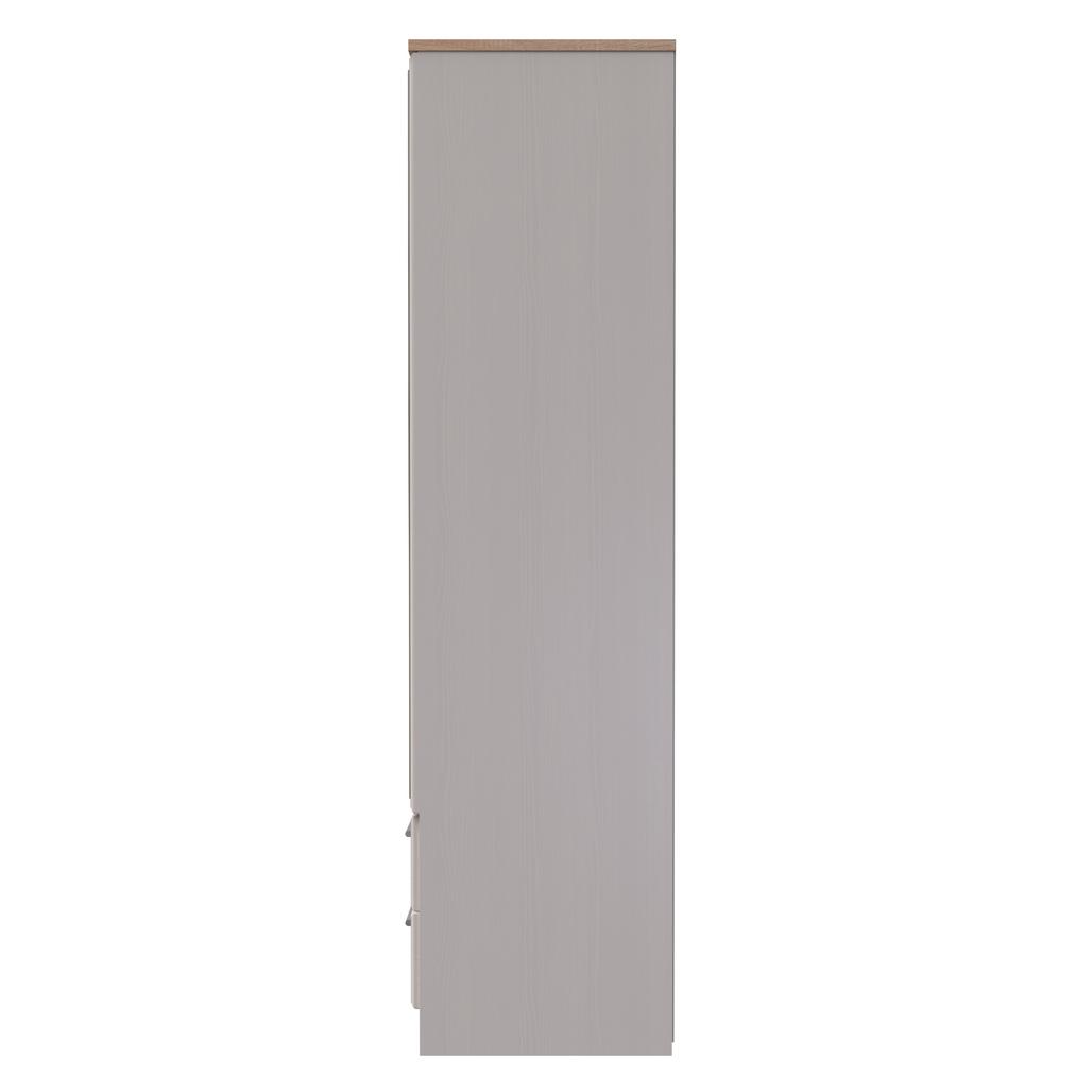 Kent Tall Mirrored 2 Door 2 Drawer Double Wardrobe with Oak Top