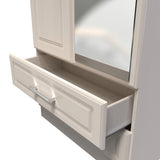Kent Tall Mirrored 2 Door 2 Drawer Double Wardrobe with Oak Top