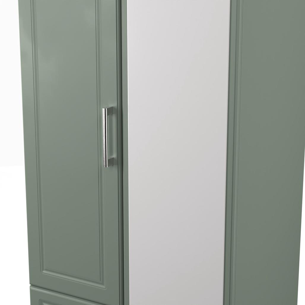 Kent Tall Mirrored 2 Door 2 Drawer Double Wardrobe with Oak Top