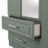 Kent Tall Mirrored 2 Door 2 Drawer Double Wardrobe with Oak Top