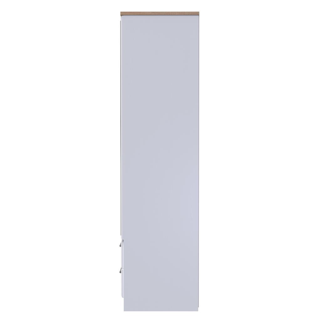 Kent Tall Mirrored 2 Door 2 Drawer Double Wardrobe with Oak Top