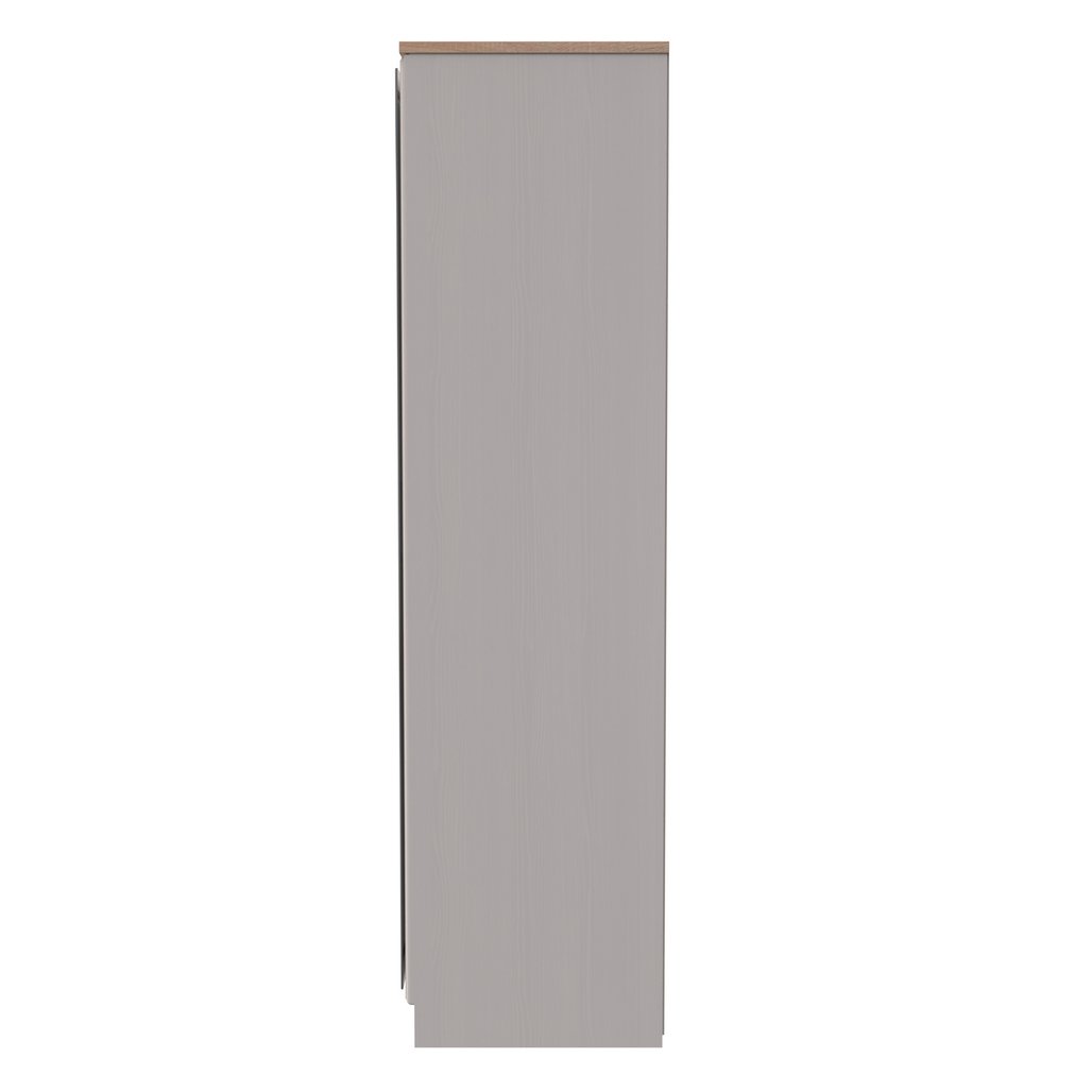 Kent Tall Mirrored 2 Door Double Wardrobe with Oak Top