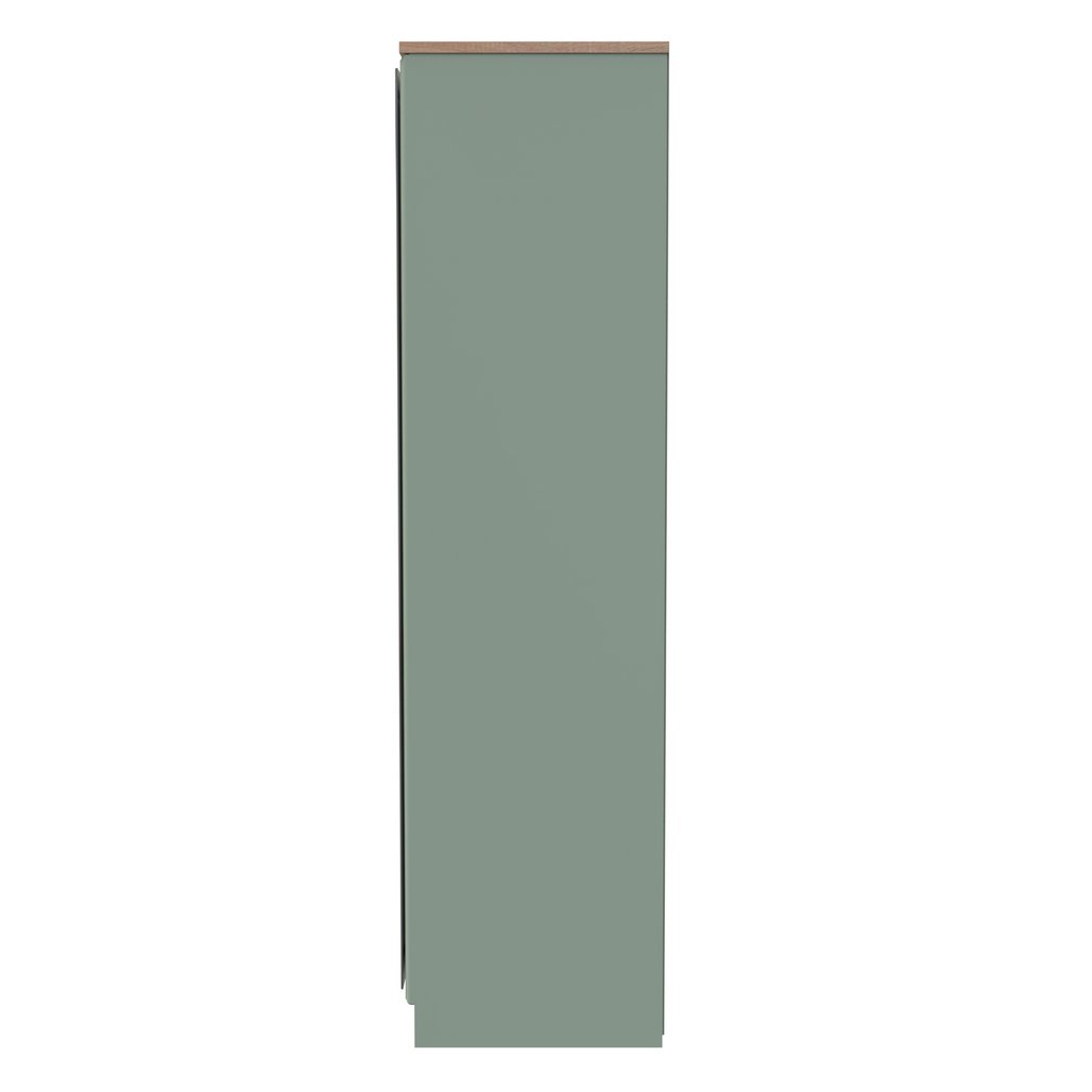 Kent Tall Mirrored 2 Door Double Wardrobe with Oak Top