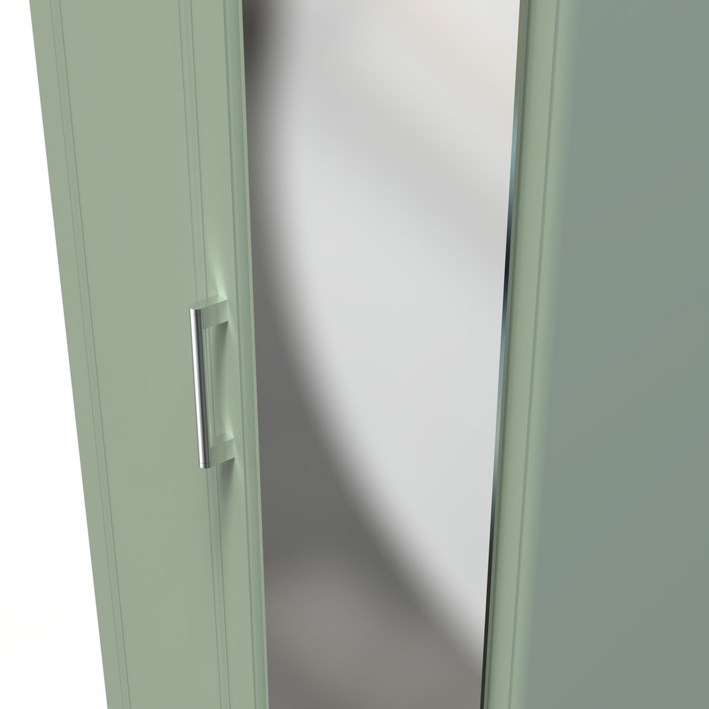 Kent Tall Mirrored 2 Door Double Wardrobe with Oak Top