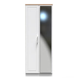 Kent Tall Mirrored 2 Door Double Wardrobe with Oak Top
