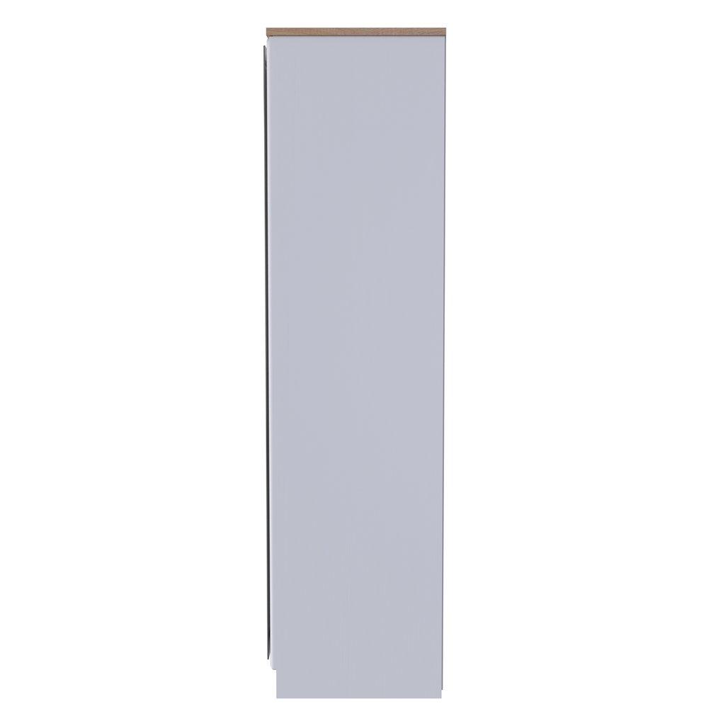 Kent Tall Mirrored 2 Door Double Wardrobe with Oak Top
