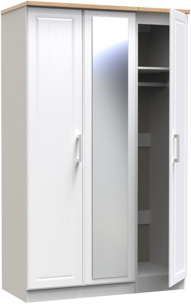 Kent Mirrored 3 Door Triple Wardrobe