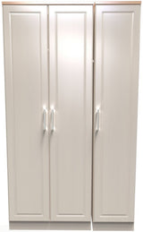 Kent Tall 3 Door Triple Wardrobe with Oak Top