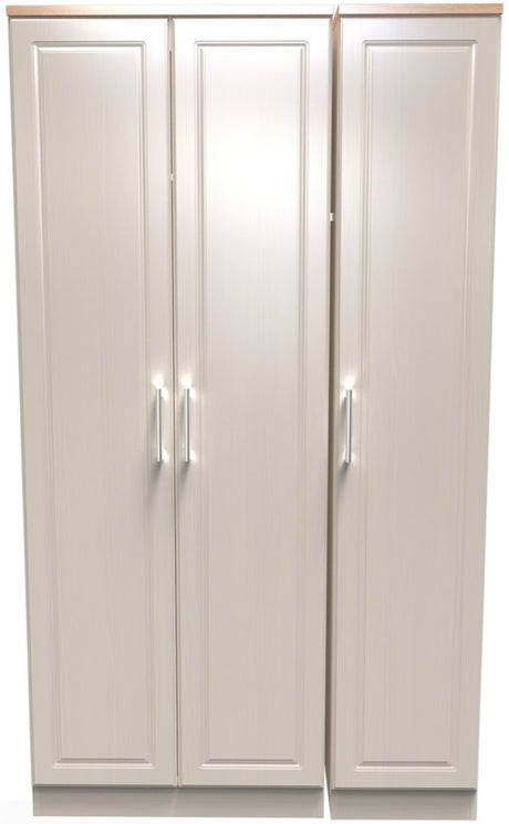 Kent Tall 3 Door Triple Wardrobe with Oak Top
