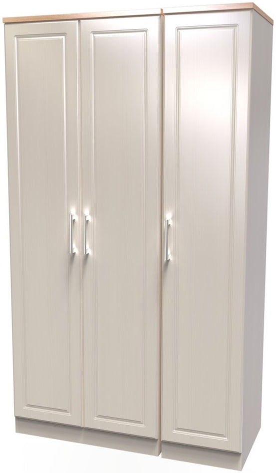 Kent Tall 3 Door Triple Wardrobe with Oak Top