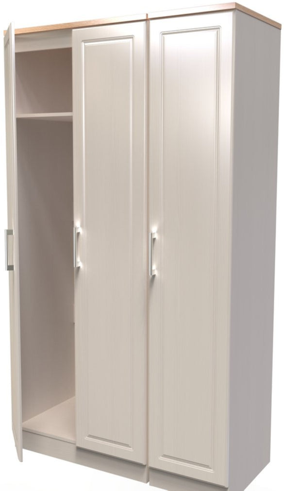 Kent Tall 3 Door Triple Wardrobe with Oak Top