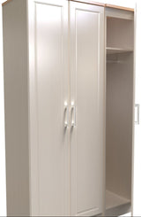 Kent Tall 3 Door Triple Wardrobe with Oak Top