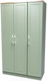 Kent Tall 3 Door Triple Wardrobe with Oak Top