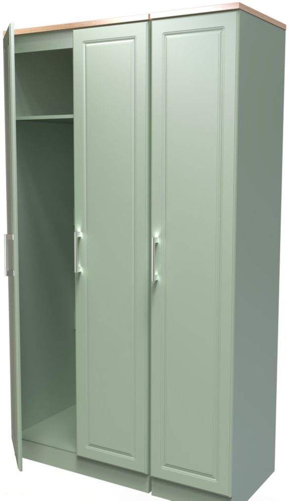 Kent Tall 3 Door Triple Wardrobe with Oak Top