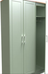 Kent Tall 3 Door Triple Wardrobe with Oak Top