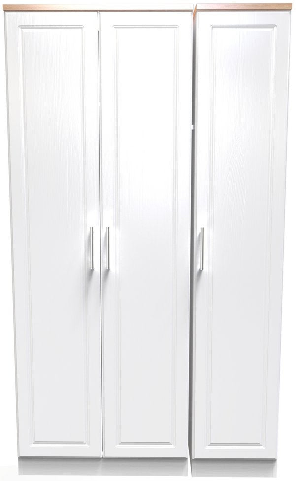 Kent Tall 3 Door Triple Wardrobe with Oak Top