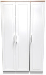 Kent Tall 3 Door Triple Wardrobe with Oak Top