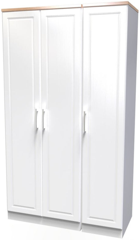 Kent Tall 3 Door Triple Wardrobe with Oak Top