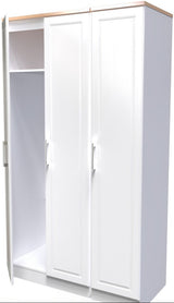 Kent Tall 3 Door Triple Wardrobe with Oak Top