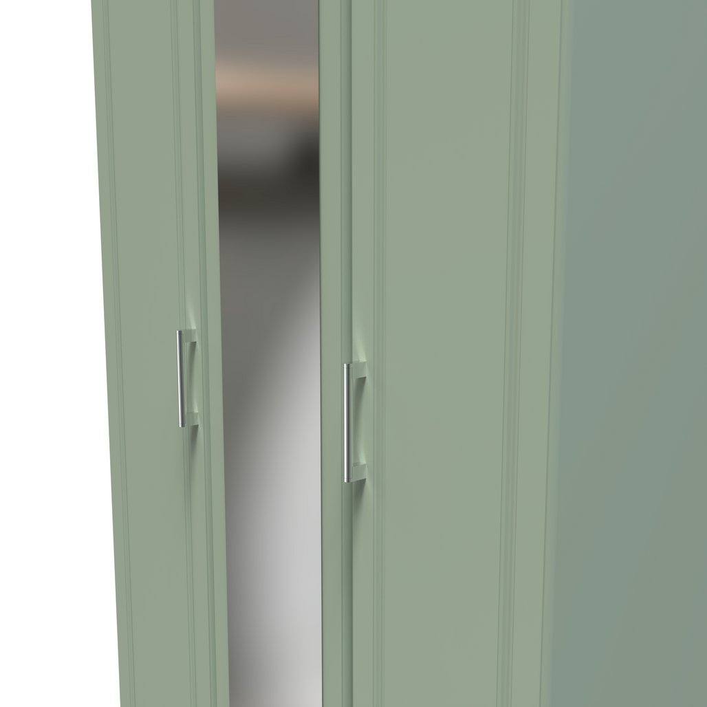 Kent Tall Mirrored 3 Door Triple Wardrobe with Oak Top