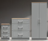 Kent 2 Door Double Wardrobe, 3 Drawer Bedside & 3 Drawer Deep Chest of Drawers