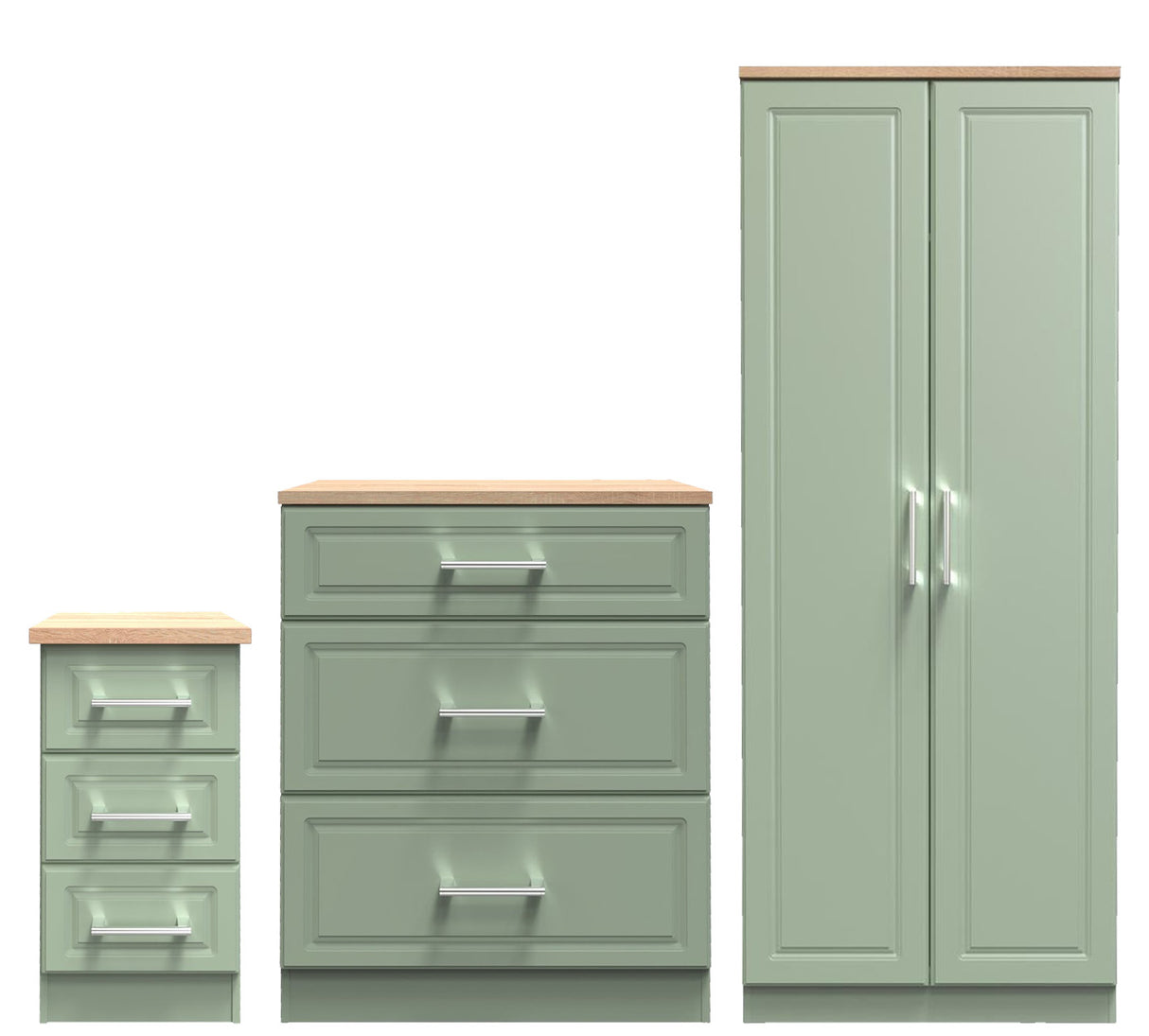 Kent 2 Door Double Wardrobe, 3 Drawer Bedside & 3 Drawer Deep Chest of Drawers