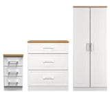 Kent 2 Door Double Wardrobe, 3 Drawer Bedside & 3 Drawer Deep Chest of Drawers