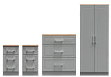 Kent 2 Door Double Wardrobe, 3 Drawer Bedsides & 3 Drawer Deep Chest of Drawers