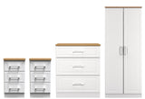 Kent 2 Door Double Wardrobe, 3 Drawer Bedsides & 3 Drawer Deep Chest of Drawers