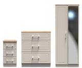 Kent 2 Door Mirrored Double Wardrobe, 3 Drawer Bedside & 3 Drawer Deep Chest of Drawers