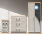 Kent 2 Door Mirrored Double Wardrobe, 3 Drawer Bedside & 3 Drawer Deep Chest of Drawers