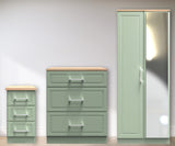 Kent 2 Door Mirrored Double Wardrobe, 3 Drawer Bedside & 3 Drawer Deep Chest of Drawers