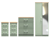 Kent 2 Door Mirrored Double Wardrobe, 3 Drawer Bedsides & 3 Drawer Deep Chest of Drawers