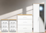 Kent 2 Door Mirrored Double Wardrobe, 3 Drawer Bedsides & 3 Drawer Deep Chest of Drawers