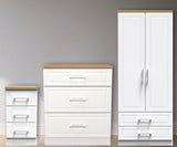 Kent 2 Drawer 2 Door Double Wardrobe, 3 Drawer Bedside & 3 Drawer Deep Chest of Drawers
