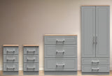 Kent 2 Drawer 2 Door Double Wardrobe, 3 Drawer Bedsides & 3 Drawer Deep Chest of Drawers