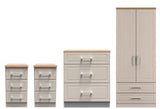 Kent 2 Drawer 2 Door Double Wardrobe, 3 Drawer Bedsides & 3 Drawer Deep Chest of Drawers