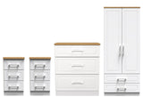 Kent 2 Drawer 2 Door Double Wardrobe, 3 Drawer Bedsides & 3 Drawer Deep Chest of Drawers