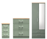 Kent 2 Drawer 2 Door Mirrored Double Wardrobe, 3 Drawer Bedside & 3 Drawer Deep Chest of Drawers