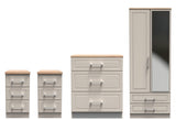 Kent 2 Drawer 2 Door Mirrored Double Wardrobe, 3 Drawer Bedsides & 3 Drawer Deep Chest of Drawers
