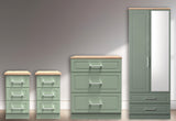 Kent 2 Drawer 2 Door Mirrored Double Wardrobe, 3 Drawer Bedsides & 3 Drawer Deep Chest of Drawers