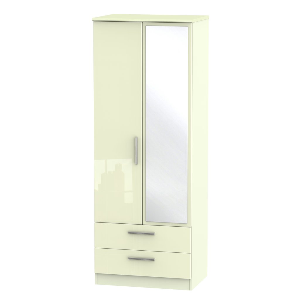 Knightsbridge Tall 2 Door 2 Drawer Double Mirrored Wardrobe