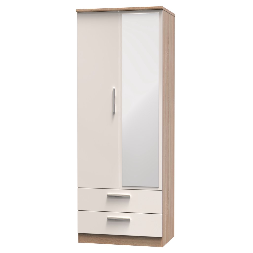 Knightsbridge Tall 2 Door 2 Drawer Double Mirrored Wardrobe