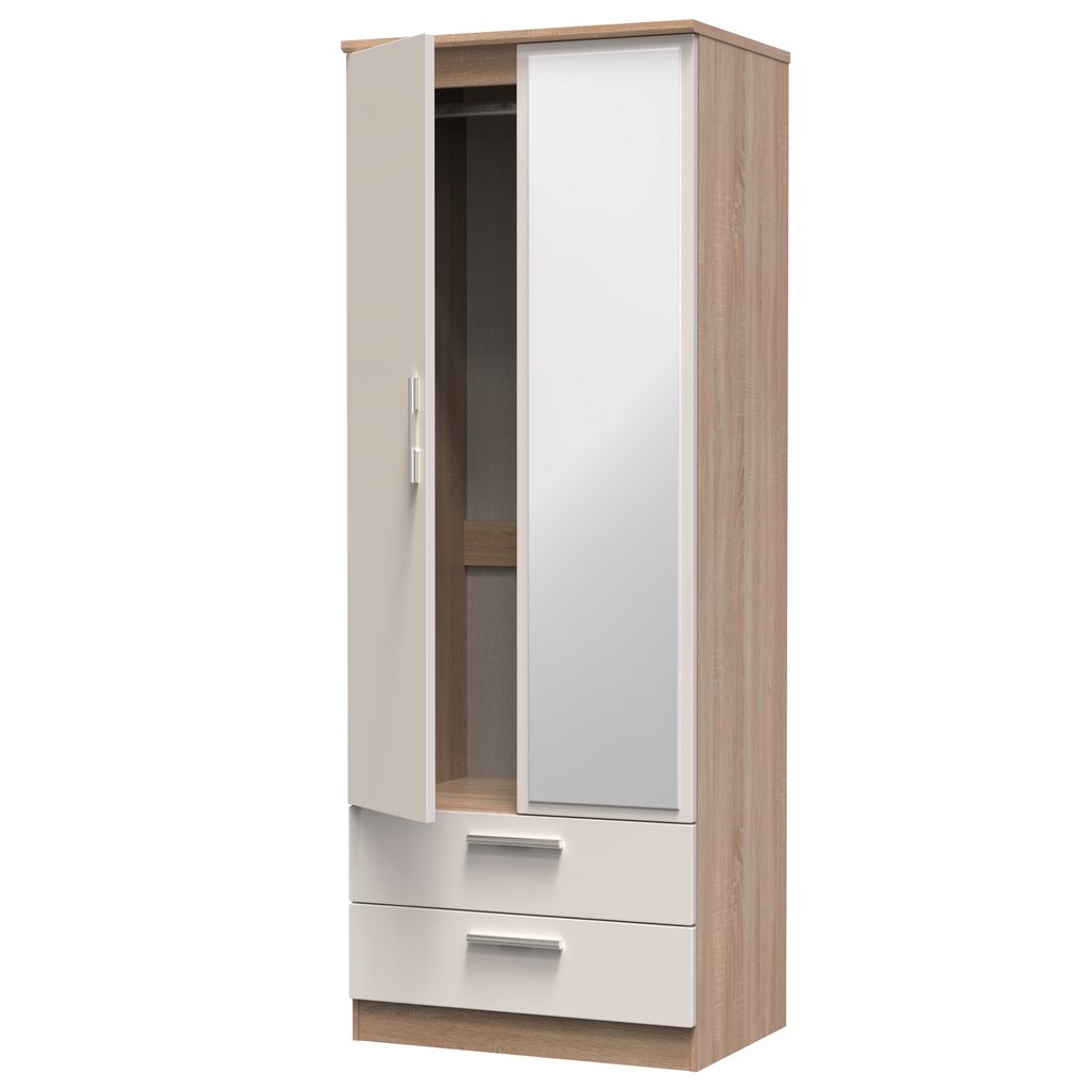 Knightsbridge Tall 2 Door 2 Drawer Double Mirrored Wardrobe