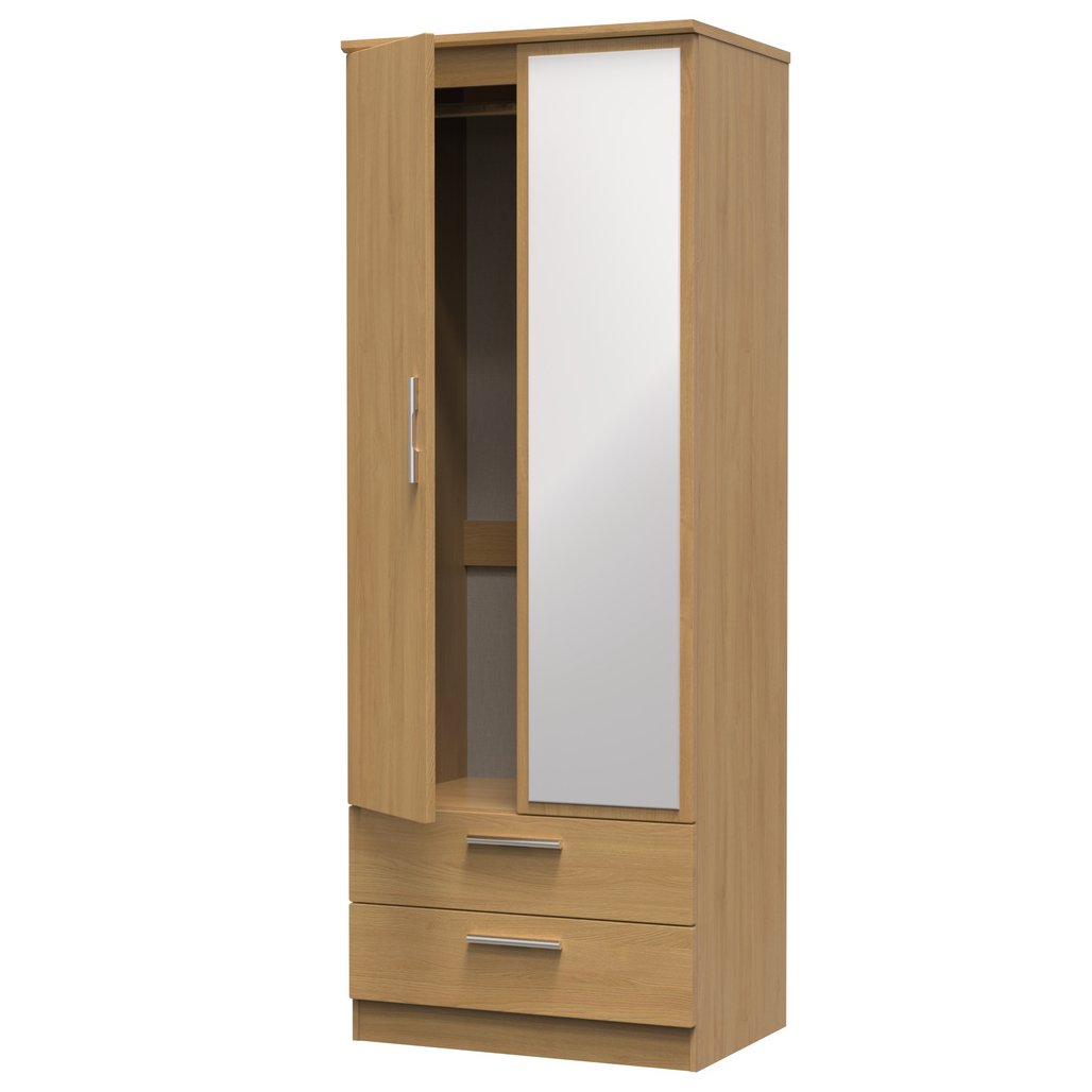 Knightsbridge Tall 2 Door 2 Drawer Double Mirrored Wardrobe