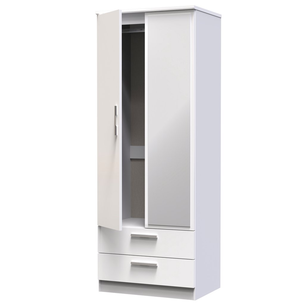 Knightsbridge Tall 2 Door 2 Drawer Double Mirrored Wardrobe