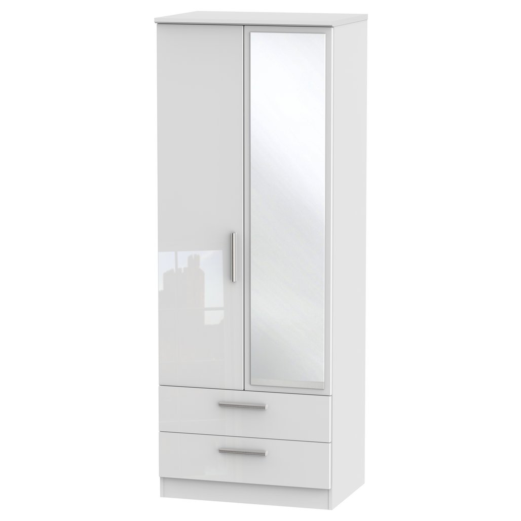 Knightsbridge Tall 2 Door 2 Drawer Double Mirrored Wardrobe