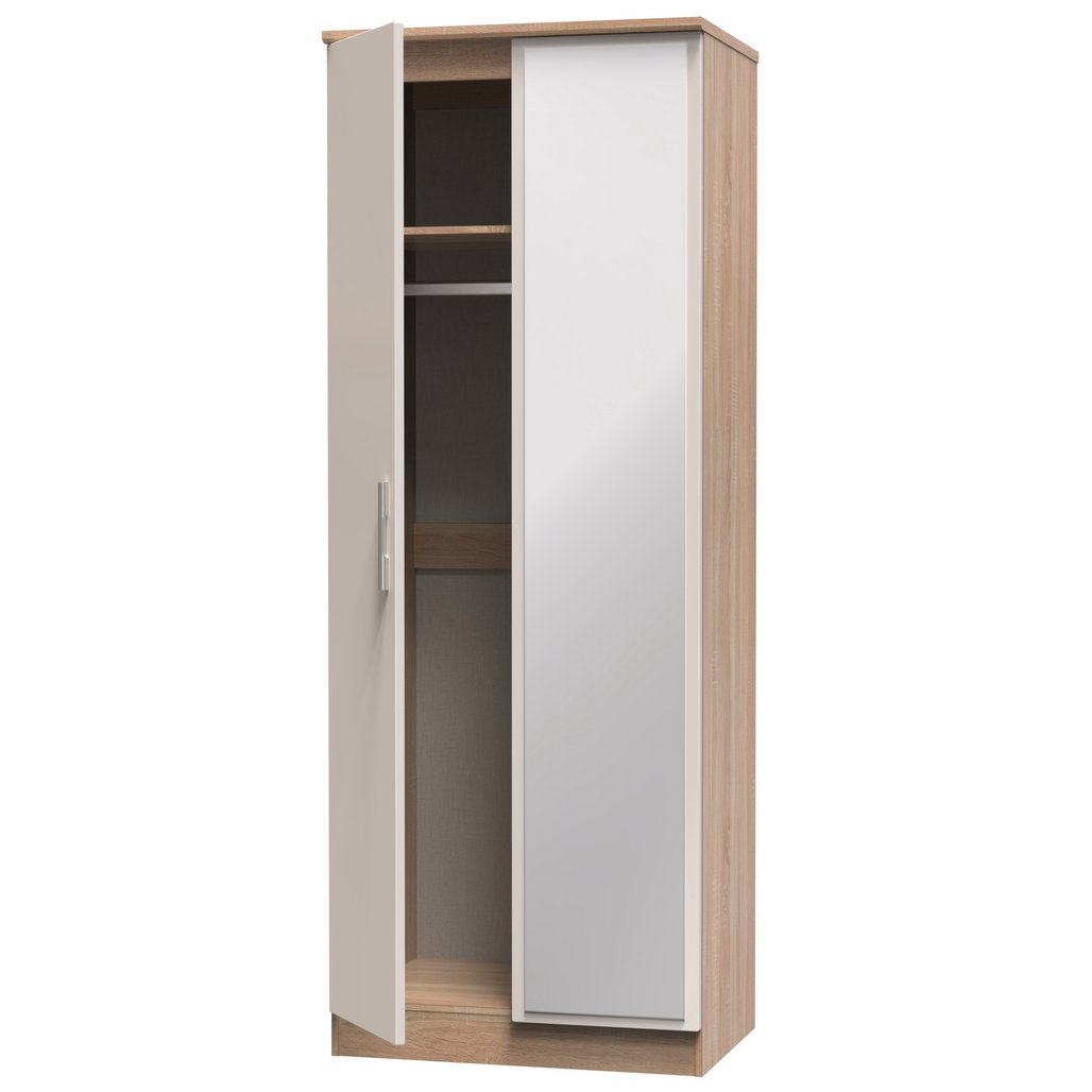 Knightsbridge Tall Mirrored 2 Door Double Wardrobe