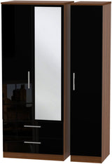 Knightsbridge Mirrored 2 Drawer 3 Door Triple Wardrobe